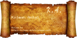 Kolman Antal névjegykártya